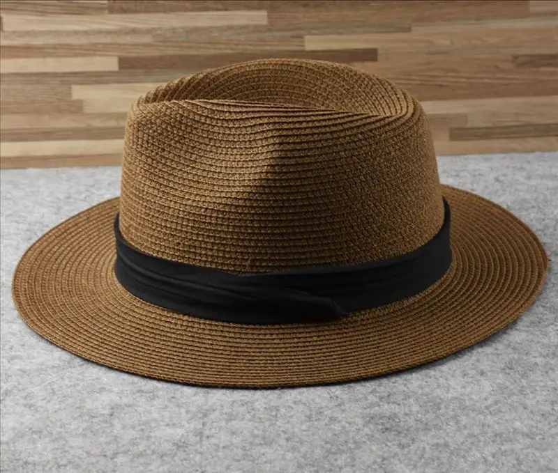 Male Foldable Big Head Straw Hat Panama Summer Outdoors Cowboy Hat Sandy Beach Sun Hats Man Plus Size Fedora Hat 57CM 60CM 64CM