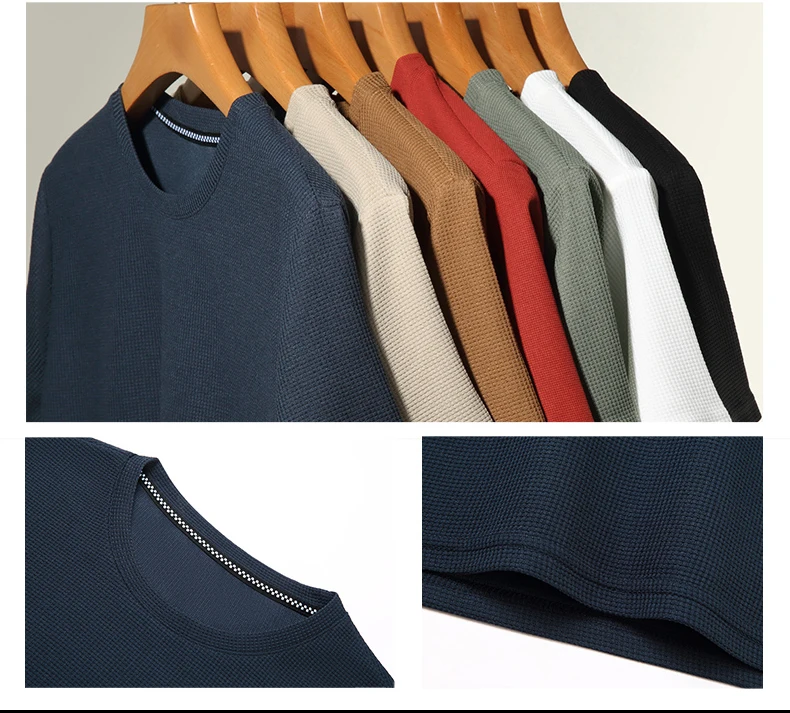 Short sleeved Polo shirShort sleeved Waffle Solid Polot fashion splicing men’s round neck top cotton daily short sleeved T-shirt