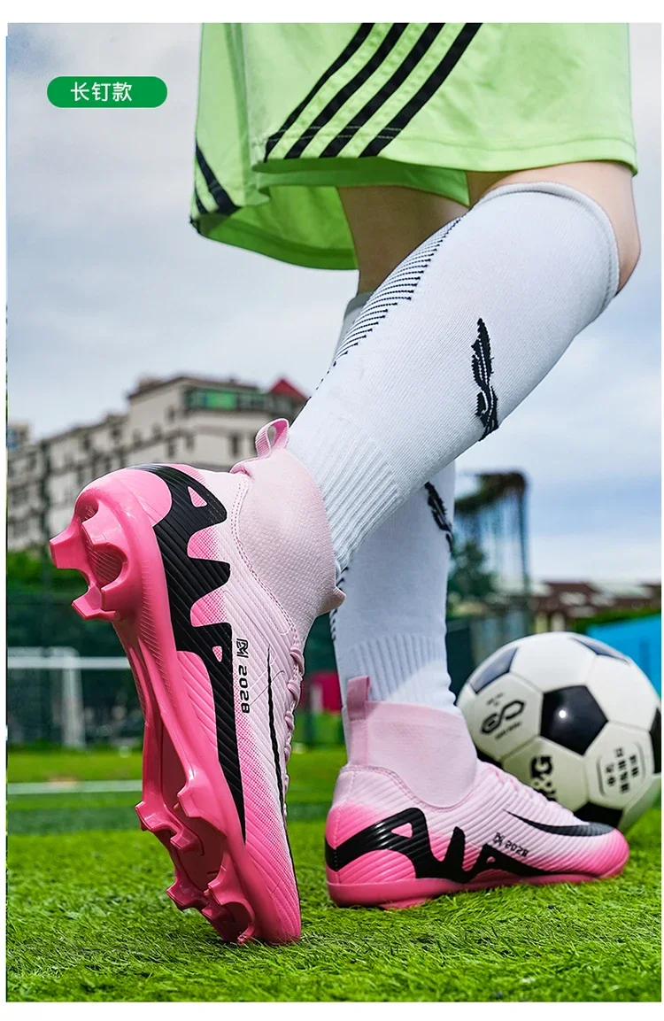 Fashion Pink Soccer Boots Men Professional Lightweight Sock Men’s Football Shoe Outdoor Non-slip Original Football Boot Sneakers