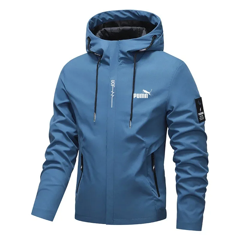 Men’s spring-autumn trend hooded jacket, new outdoor lightweight riding jacket with hood, casual style hiking windproof jacket