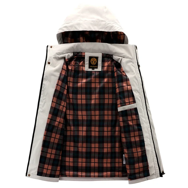 Fashion Men’s Casual Windbreaker Jackets Hooded Jacket Man Waterproof Outdoor Soft Shell Winter Coat Clothing Warm Fleece Thick