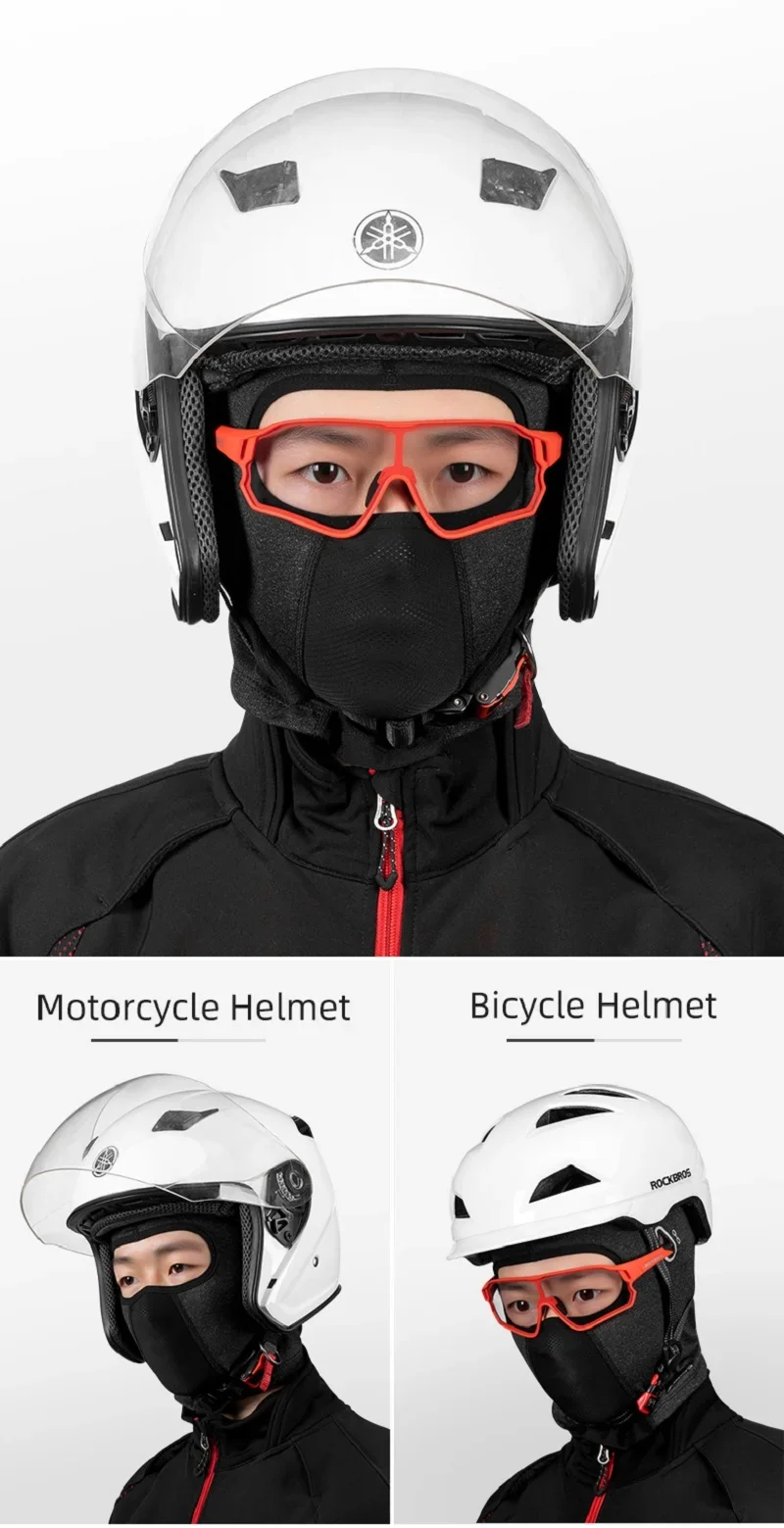 ROCKBROS Balaclava Men’s Hat Winter Women Motorcycle Mask Warm Cycling Helmet Liner Caps Windproof Breathable Washable Equipment