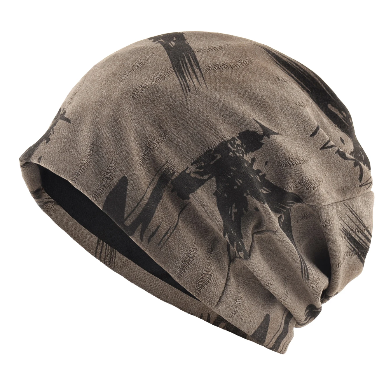 Unisex Chinese-Style Letter-Print Slouchy Beanie Men Women Fashion Loose Style Bonnet Cap Spring Autumn Casual Sport Hats