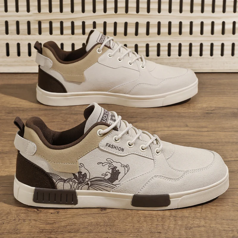 Men’s easy to wipe clean casual shoes, good grip, low top lace-up sneakers, men’s shoes