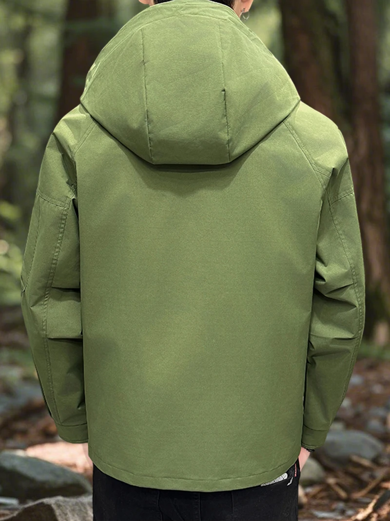 Waterproof Jacket Men Outdoor Softshell Zip Up Hooded Jacket Windbreaker Hiking Camping Coats Lightweight Spring Autumn Coats