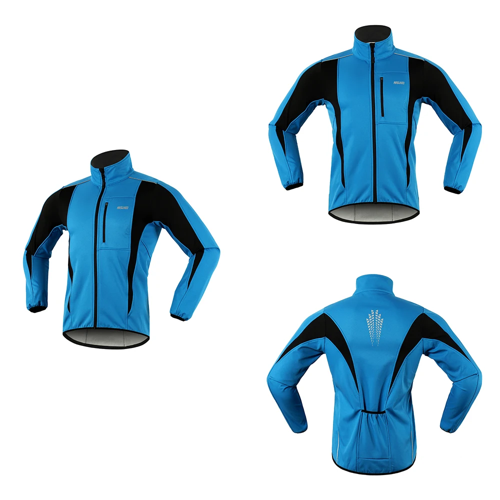 ARSUXEO Men’s Winter Cycling Jacket Thermal Fleece Softshell Windbreaker Waterproof Breathable Reflective Bicycle Clothing