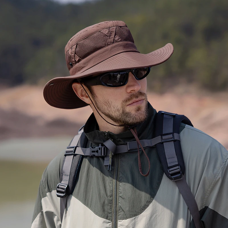 Xinbaoguan 100% Nylon Spring/Summer Big Eaves Breathable Sunshade Fisherman Hat Men’s Sunscreen Sun Hat Fishing Hat