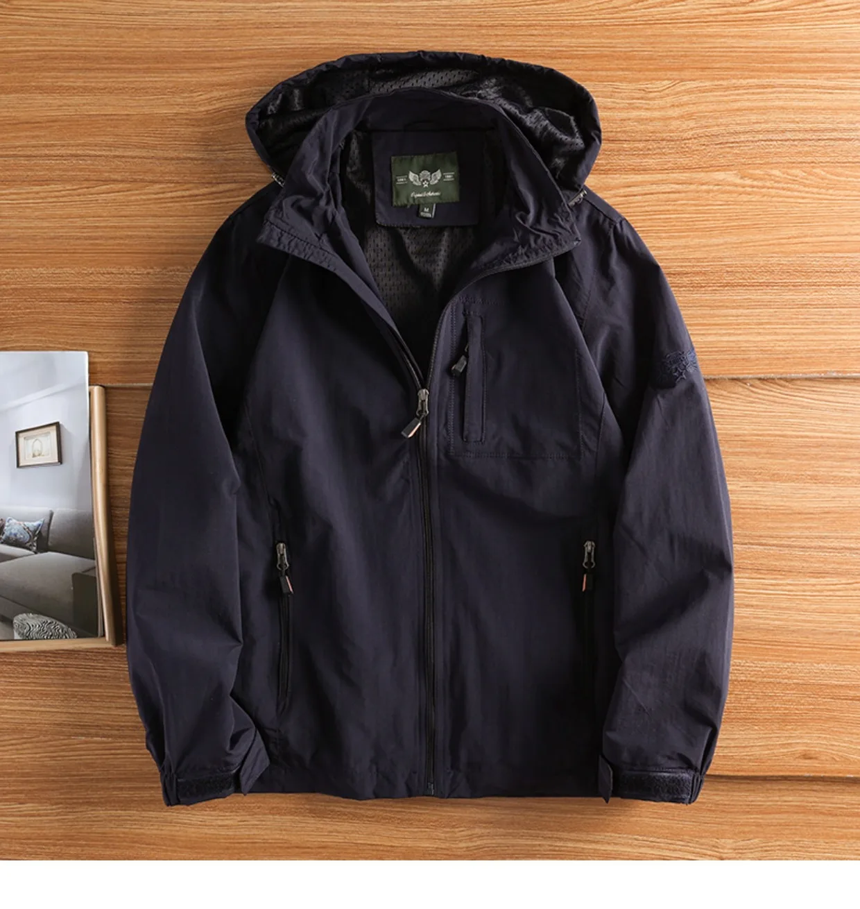 New Waterproof Hooded Jackets Men Casual Windproof Coat Autumn Lightweight Multi-Pocket Hiking Windbreaker Detachable Hat Jacket