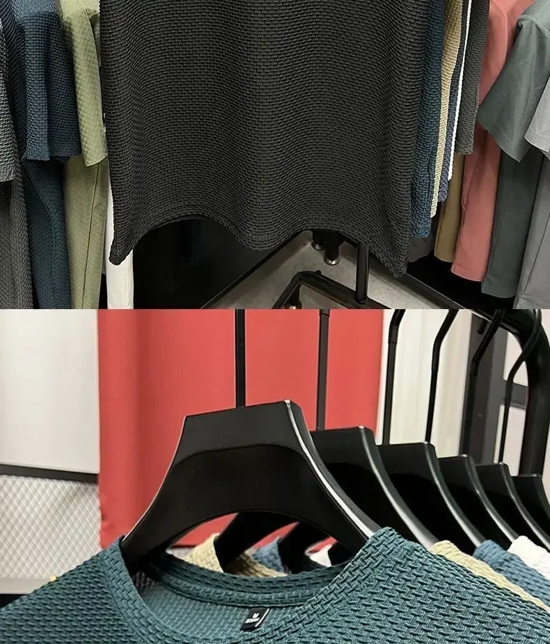 Summer Men’s Round Neck Short Sleeved T-shirt M-5XL Oversize Wrinkle Resistant Breathable Top Texture Fabric Versatile Tees