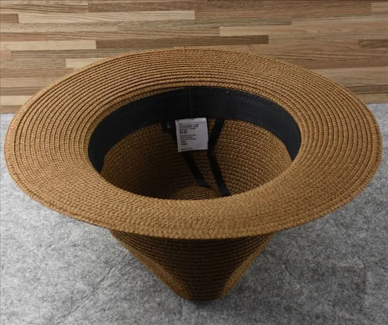 Male Foldable Big Head Straw Hat Panama Summer Outdoors Cowboy Hat Sandy Beach Sun Hats Man Plus Size Fedora Hat 57CM 60CM 64CM