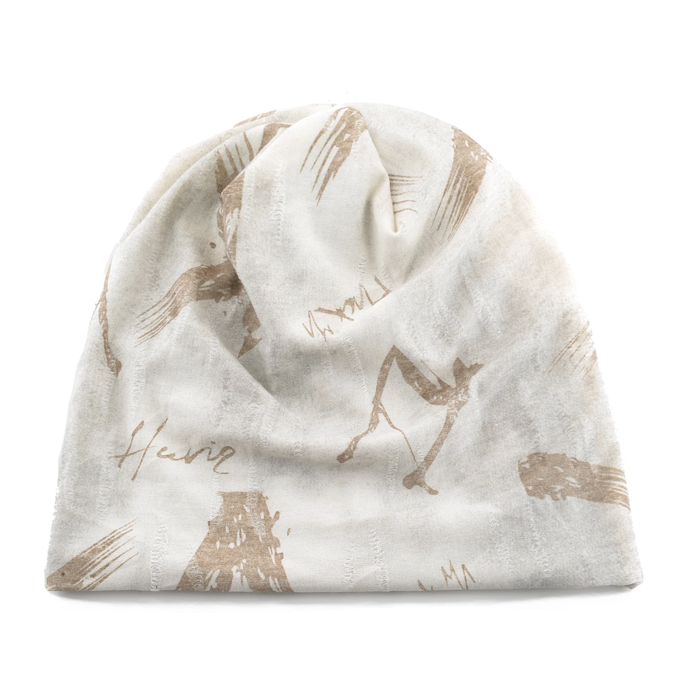 Unisex Chinese-Style Letter-Print Slouchy Beanie Men Women Fashion Loose Style Bonnet Cap Spring Autumn Casual Sport Hats