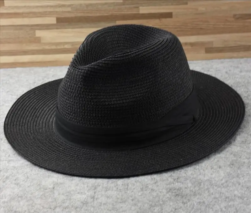 Male Foldable Big Head Straw Hat Panama Summer Outdoors Cowboy Hat Sandy Beach Sun Hats Man Plus Size Fedora Hat 57CM 60CM 64CM