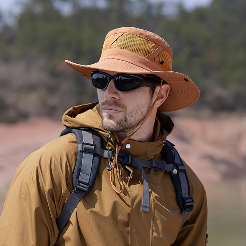 Xinbaoguan 100% Nylon Spring/Summer Big Eaves Breathable Sunshade Fisherman Hat Men’s Sunscreen Sun Hat Fishing Hat