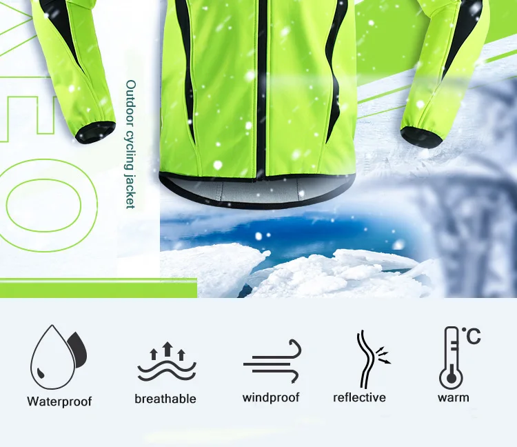 ARSUXEO Men’s Winter Cycling Jacket Thermal Fleece Softshell Windbreaker Waterproof Breathable Reflective Bicycle Clothing