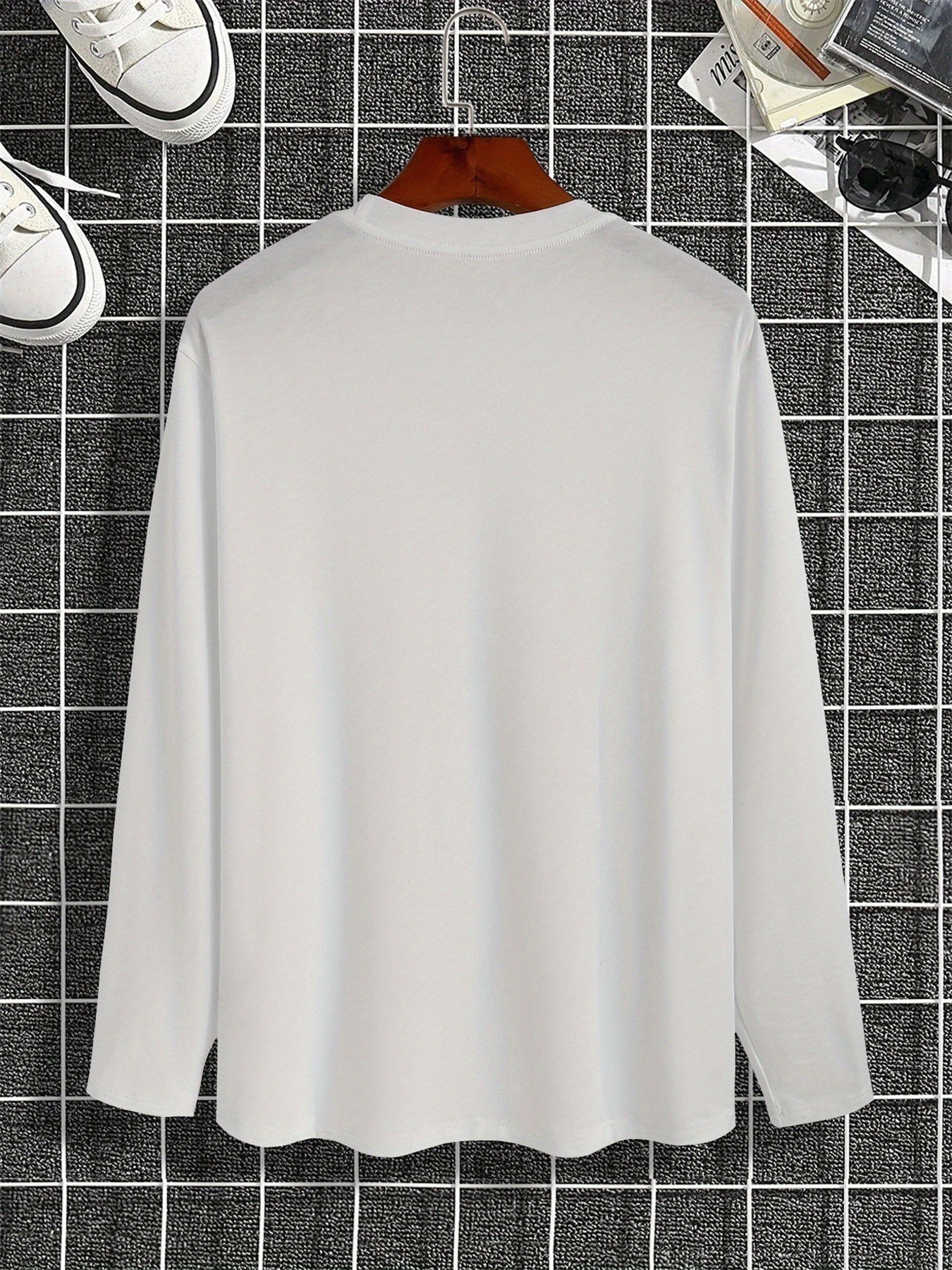 Men’s 100% pure cotton loose fit plus size comfortable casual DREAM letter printed round neck long sleeved T-shirt top