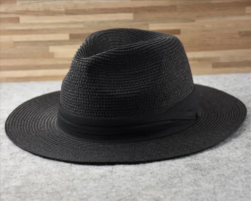 Male Foldable Big Head Straw Hat Panama Summer Outdoors Cowboy Hat Sandy Beach Sun Hats Man Plus Size Fedora Hat 57CM 60CM 64CM