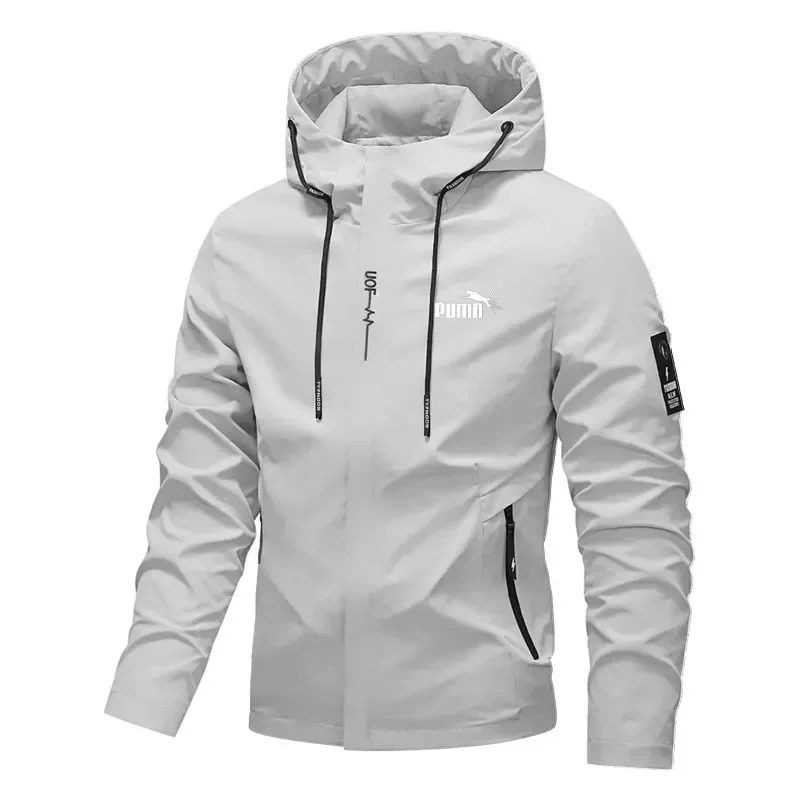 Men’s spring-autumn trend hooded jacket, new outdoor lightweight riding jacket with hood, casual style hiking windproof jacket