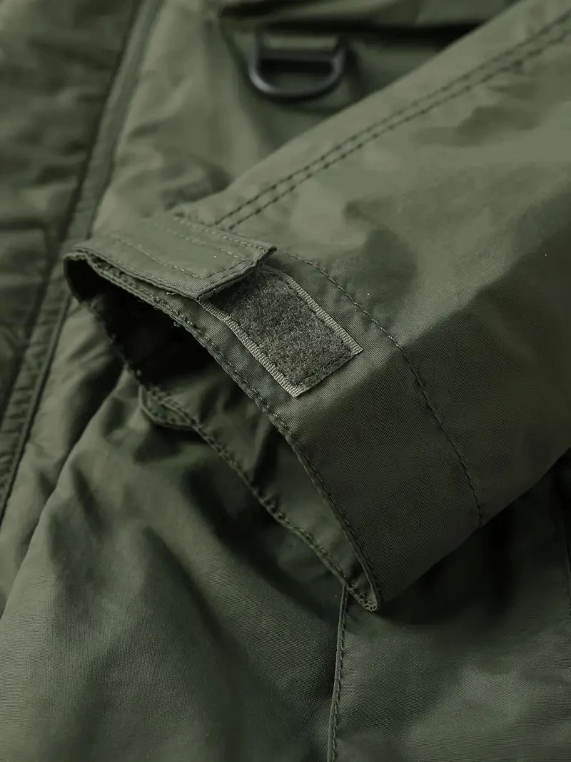 Detachable windproof sleeved hooded jacket suitable for outdoor activities men’s casual waterproof multi pocket jacket vest