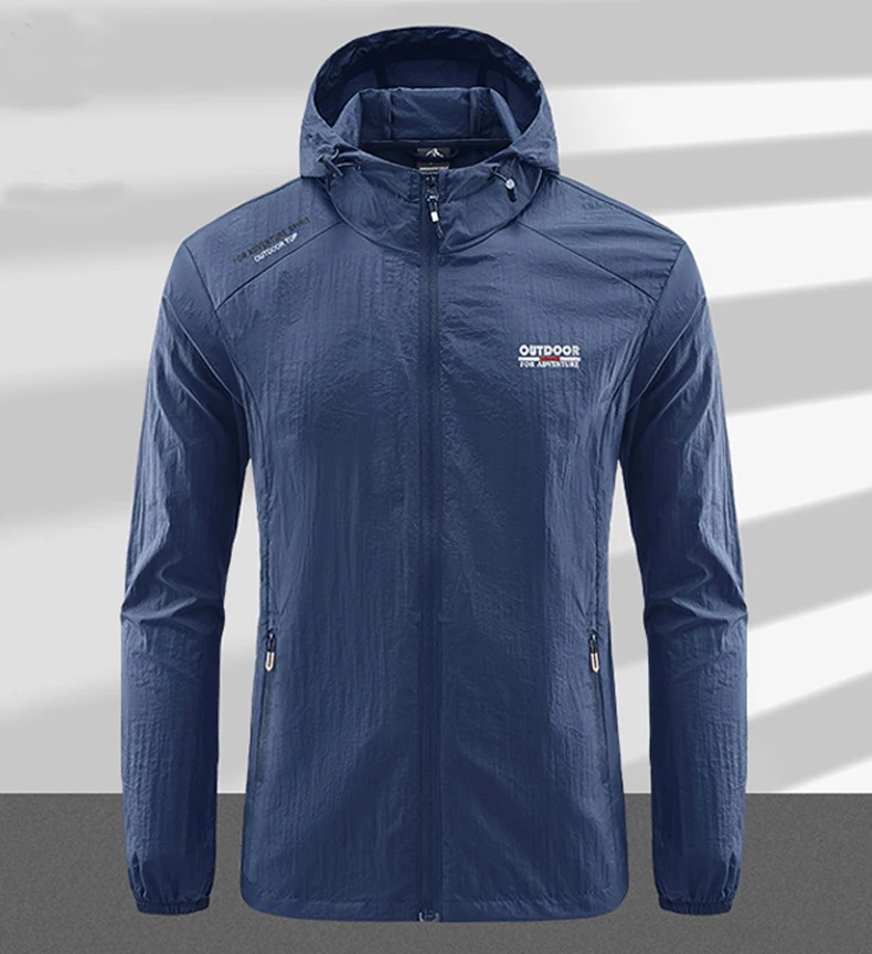 Summer Men Hiking Fishing Cycling Hooded Gym Sport Windbreaker Ultra Light Coat Men Outdoor Quick Dry Sun-Protective Thin Jacket