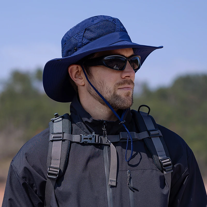 Xinbaoguan 100% Nylon Spring/Summer Big Eaves Breathable Sunshade Fisherman Hat Men’s Sunscreen Sun Hat Fishing Hat