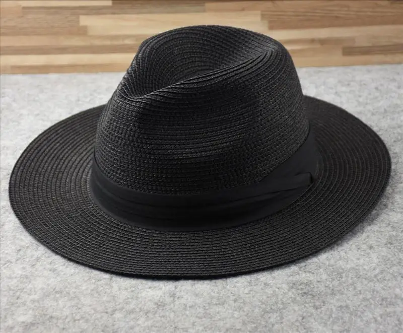 Male Foldable Big Head Straw Hat Panama Summer Outdoors Cowboy Hat Sandy Beach Sun Hats Man Plus Size Fedora Hat 57CM 60CM 64CM