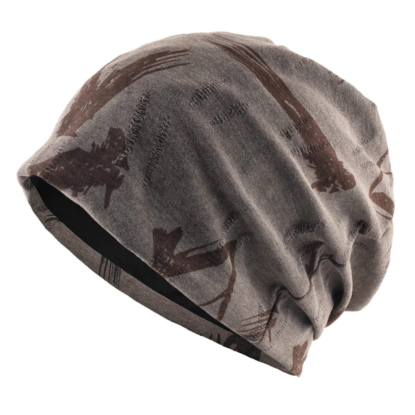 Unisex Chinese-Style Letter-Print Slouchy Beanie Men Women Fashion Loose Style Bonnet Cap Spring Autumn Casual Sport Hats