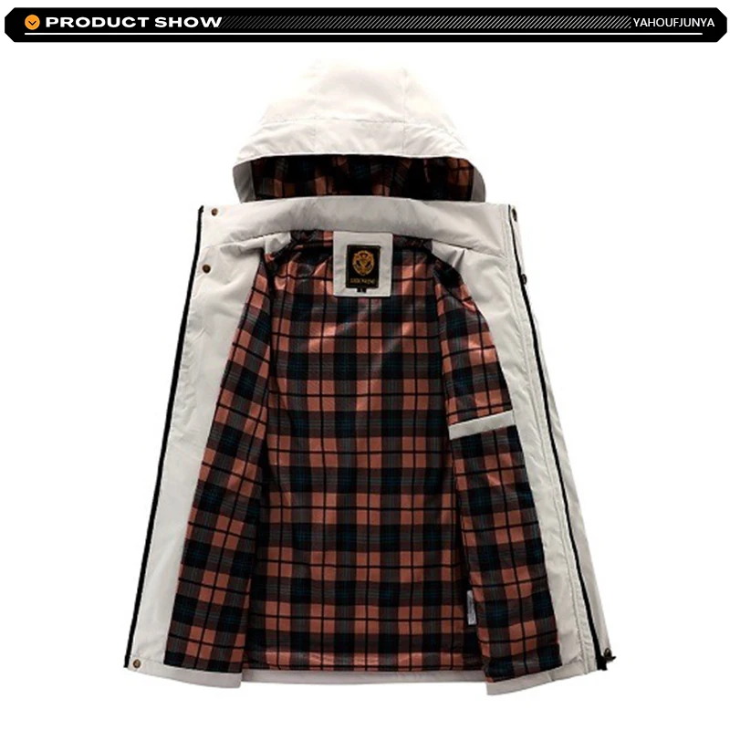 2025 Spring Autumn Men Outdoor Windbreak Removable Hooded Jacket Men Solid Casual Fashion Loose Jacket Coat Male Clothing Tops