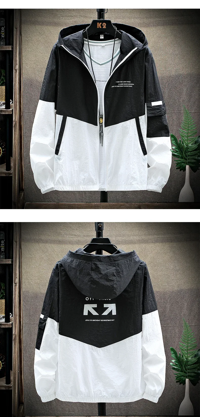 2025 Summer Skin Coats Men Ultra Light UV Sun Protection Big Size Hooded Windbreaker Jacket Men Striped Casual Outwear