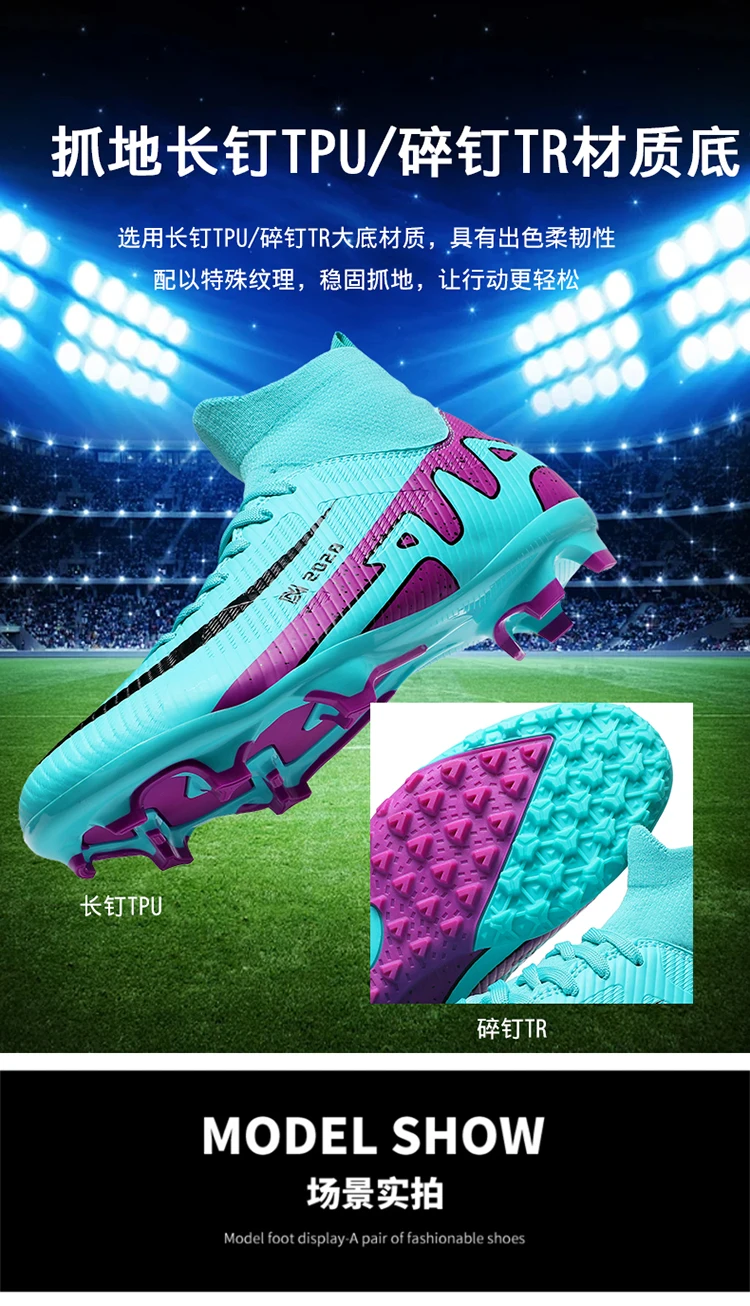 Fashion Pink Soccer Boots Men Professional Lightweight Sock Men’s Football Shoe Outdoor Non-slip Original Football Boot Sneakers