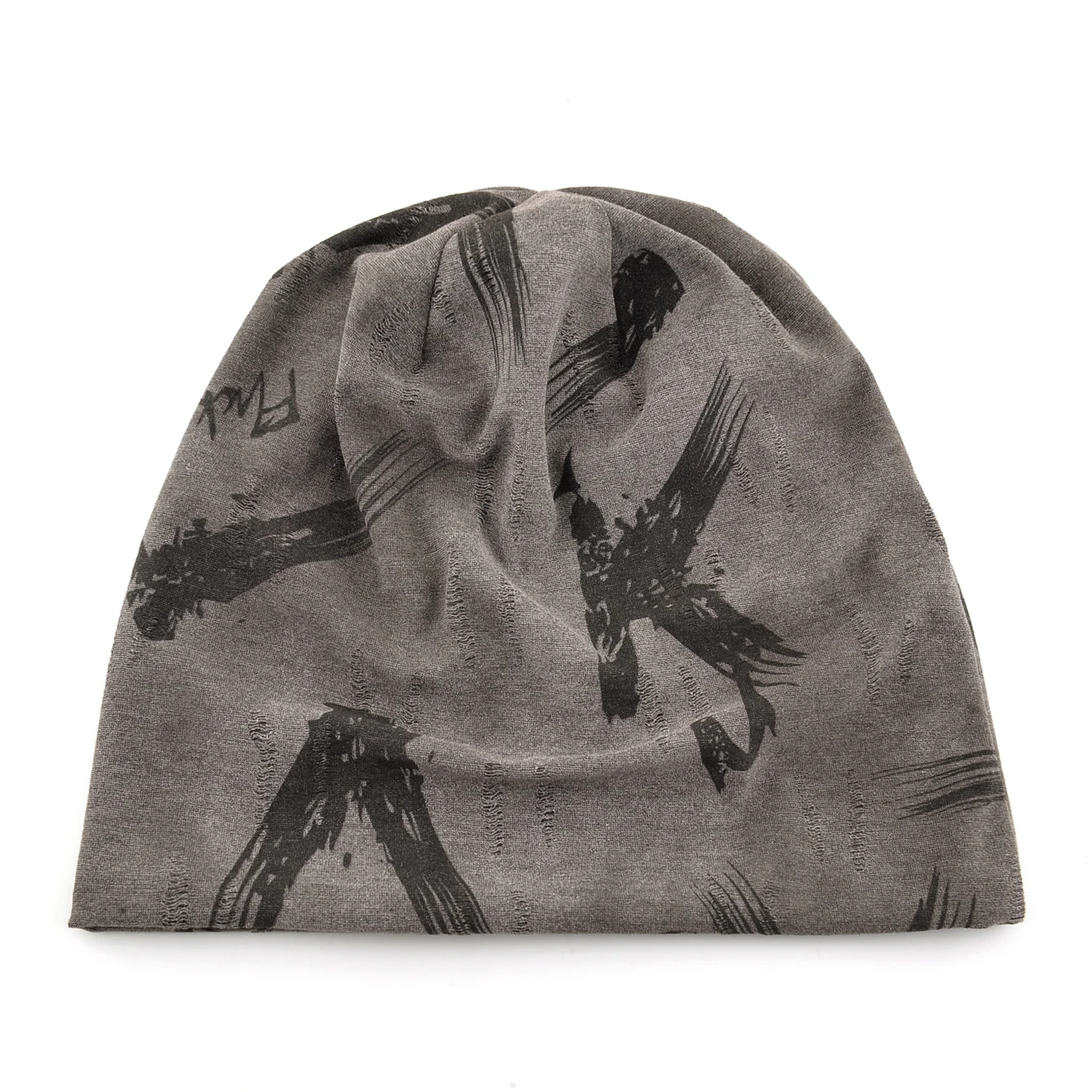 Unisex Chinese-Style Letter-Print Slouchy Beanie Men Women Fashion Loose Style Bonnet Cap Spring Autumn Casual Sport Hats