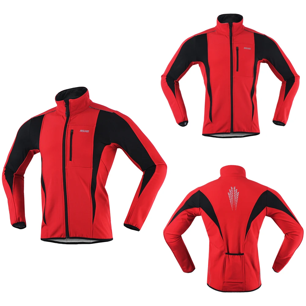 ARSUXEO Men’s Winter Cycling Jacket Thermal Fleece Softshell Windbreaker Waterproof Breathable Reflective Bicycle Clothing