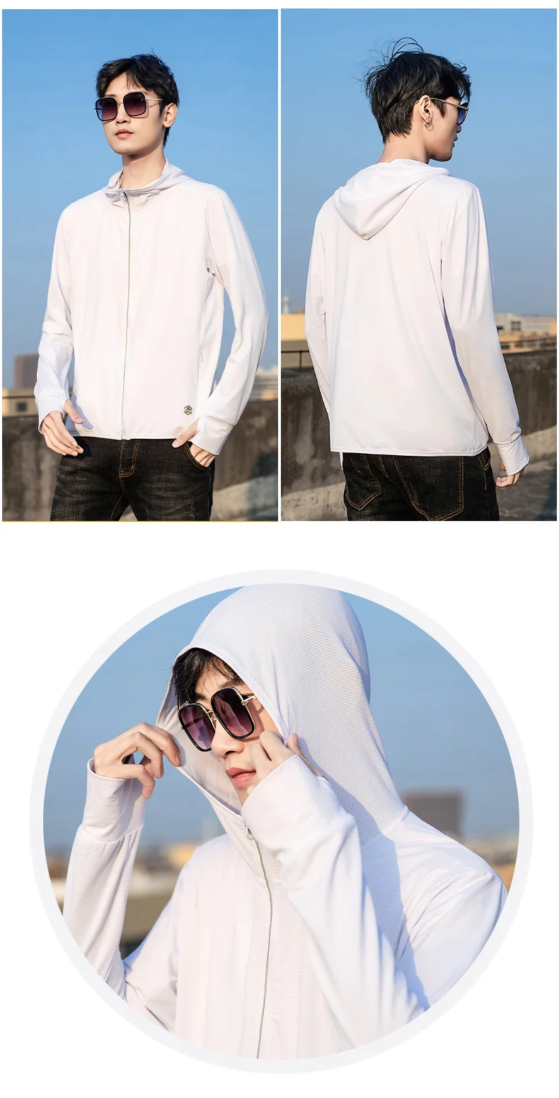 YJKVUR Unisex Summer New UPF 50+ UV Sun Protection Hoodie Jacket Men Women Lightweight Hiking Outdoor Long Sleeve Sun Shirt Coat