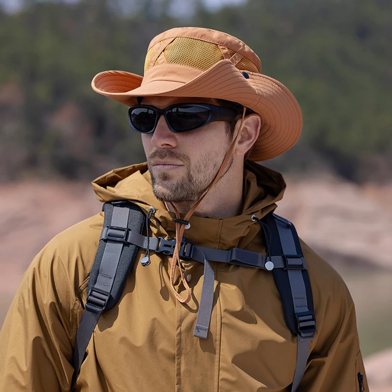 Xinbaoguan 100% Nylon Spring/Summer Big Eaves Breathable Sunshade Fisherman Hat Men’s Sunscreen Sun Hat Fishing Hat
