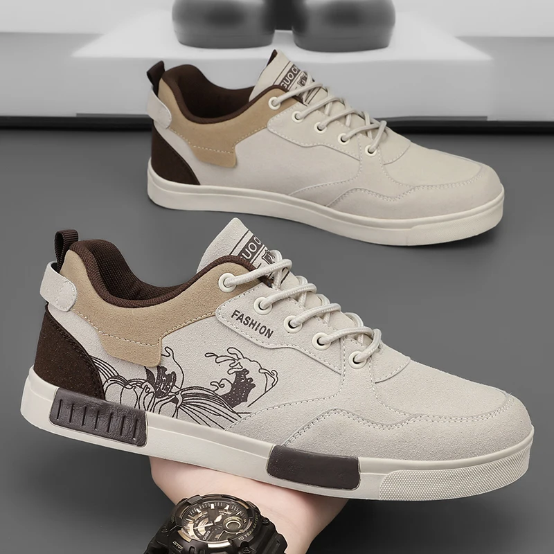Men’s easy to wipe clean casual shoes, good grip, low top lace-up sneakers, men’s shoes