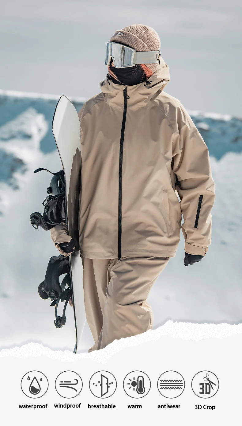 GSOU SNOW Winter Ski Jacket Men Waterproof Insulated Snow Tops Super Loose Snowboard Clothes Breathable Windproof Skiing Hoodies
