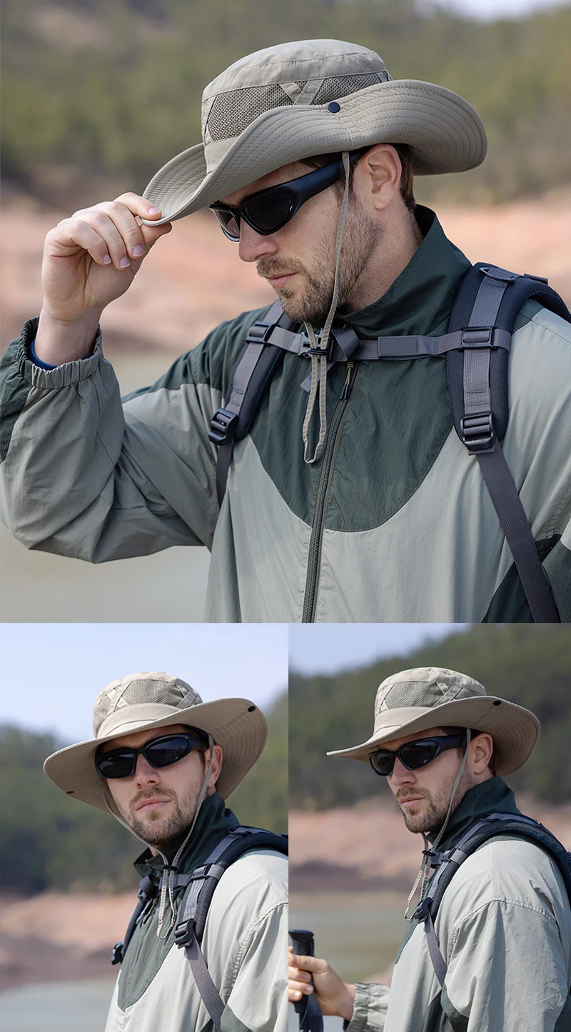 Xinbaoguan 100% Nylon Spring/Summer Big Eaves Breathable Sunshade Fisherman Hat Men’s Sunscreen Sun Hat Fishing Hat