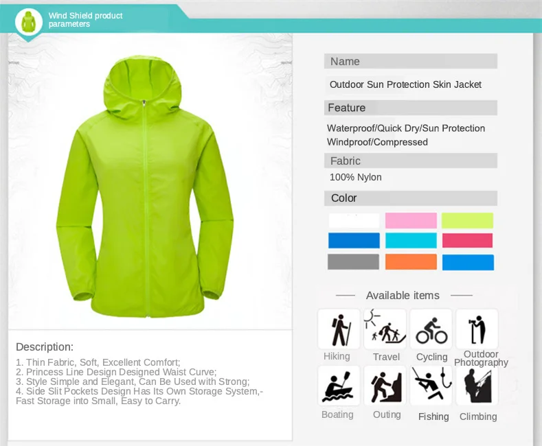 Camping Rain Coat Men Women Windbreaker Women Men’s Waterproof Jacket Sun Protect Clothing Fishing Rain Wind Breaker Jacket Men