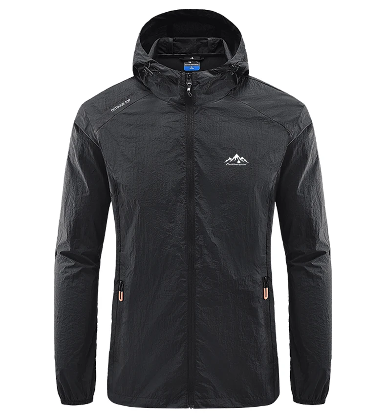 Summer Men Hiking Fishing Cycling Hooded Gym Sport Windbreaker Ultra Light Coat Men Outdoor Quick Dry Sun-Protective Thin Jacket