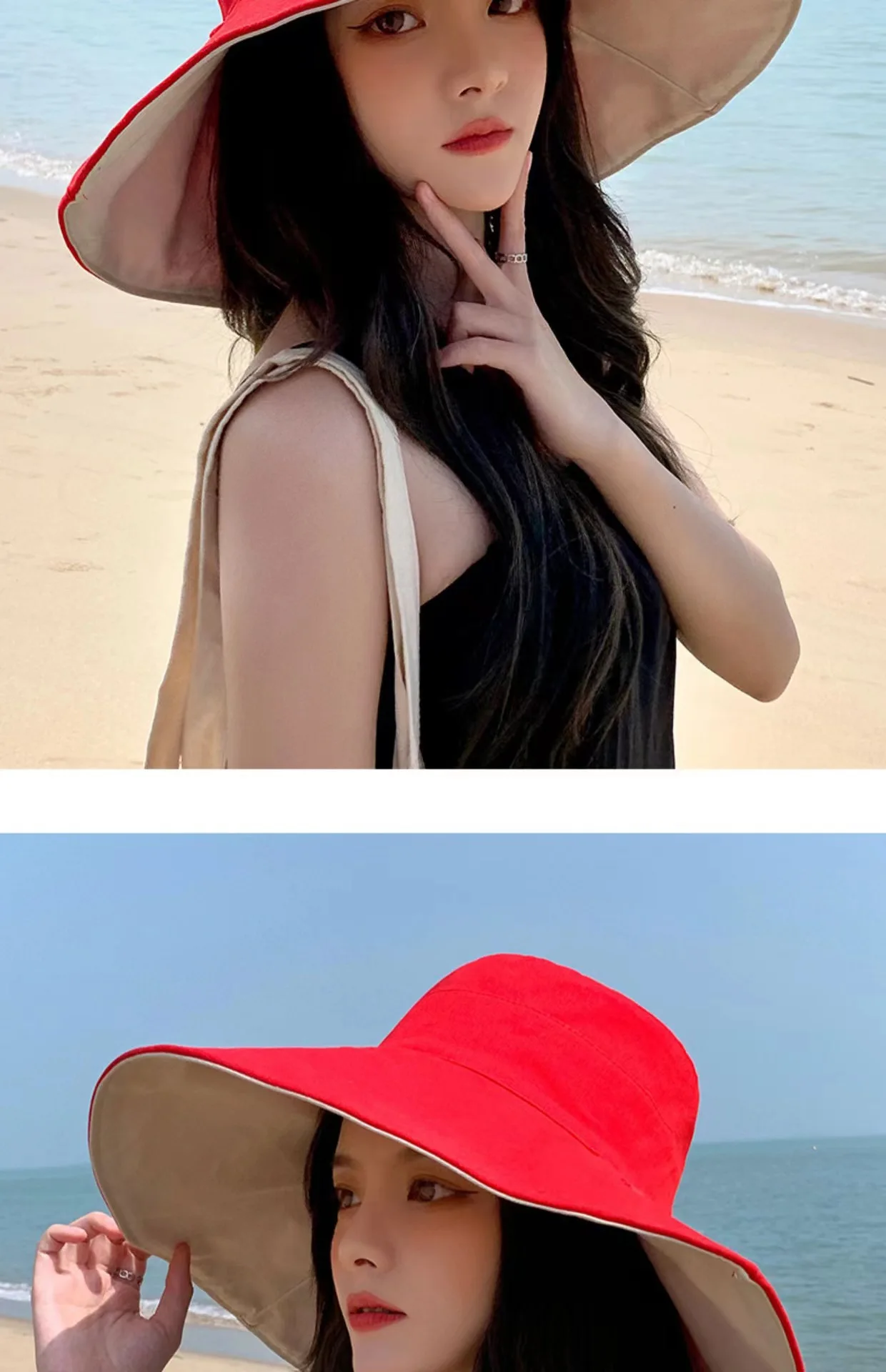 1Pc Doublesided Largebrim Hat Perfect for Summer Beach Style Outdoor Commuting Vacation Sun Protection Fashionable and Versatile