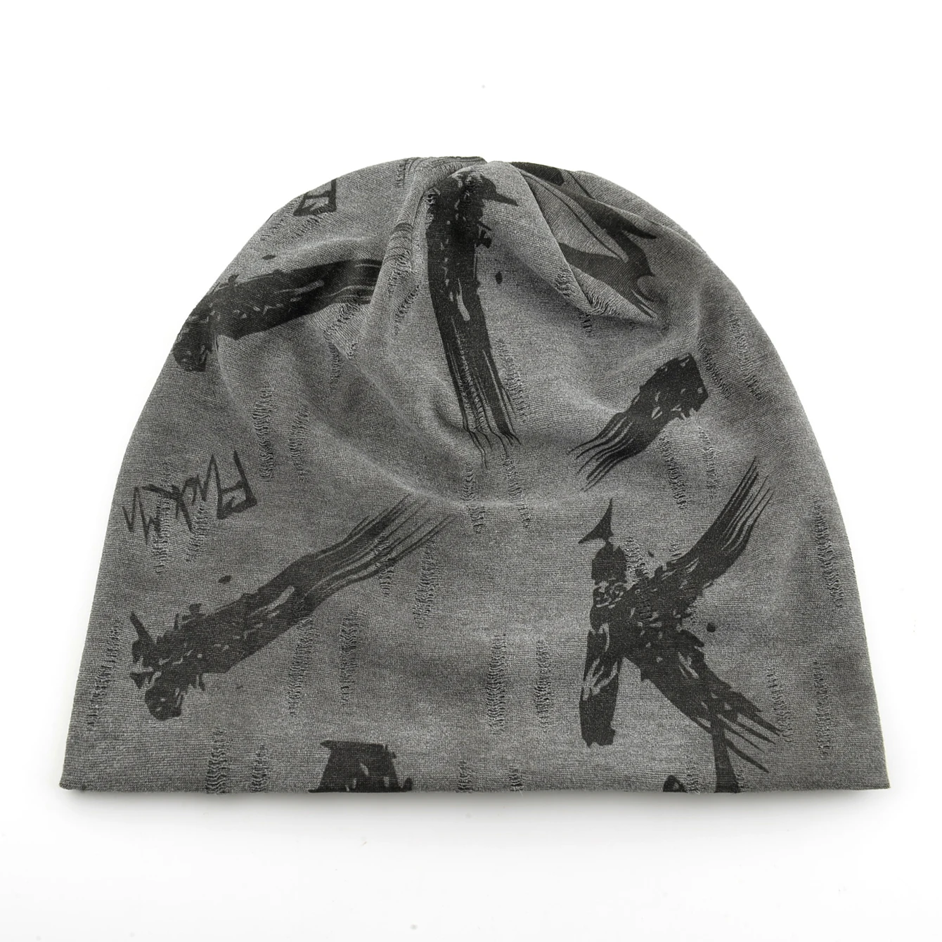Unisex Chinese-Style Letter-Print Slouchy Beanie Men Women Fashion Loose Style Bonnet Cap Spring Autumn Casual Sport Hats