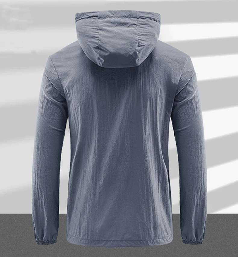 Summer Men Hiking Fishing Cycling Hooded Gym Sport Windbreaker Ultra Light Coat Men Outdoor Quick Dry Sun-Protective Thin Jacket