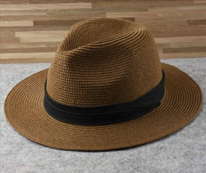 Male Foldable Big Head Straw Hat Panama Summer Outdoors Cowboy Hat Sandy Beach Sun Hats Man Plus Size Fedora Hat 57CM 60CM 64CM