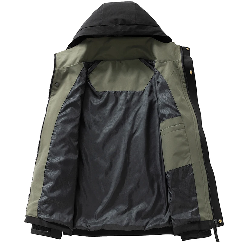 Waterproof Jacket Men Outdoor Softshell Zip Up Hooded Jacket Windbreaker Hiking Camping Coats Lightweight Spring Autumn Coats