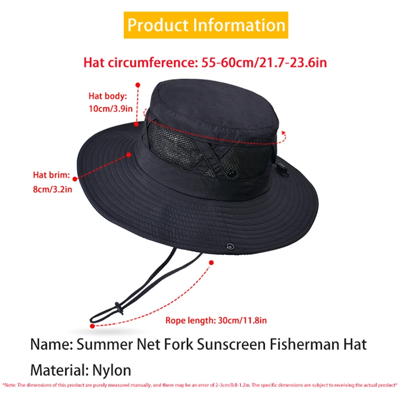 Xinbaoguan 100% Nylon Spring/Summer Big Eaves Breathable Sunshade Fisherman Hat Men’s Sunscreen Sun Hat Fishing Hat