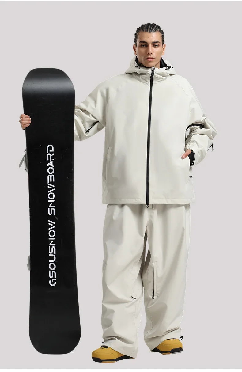 GSOU SNOW Winter Ski Jacket Men Waterproof Insulated Snow Tops Super Loose Snowboard Clothes Breathable Windproof Skiing Hoodies