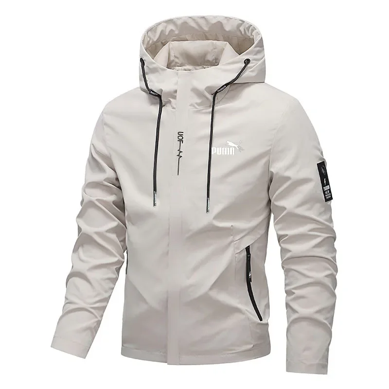 Men’s spring-autumn trend hooded jacket, new outdoor lightweight riding jacket with hood, casual style hiking windproof jacket