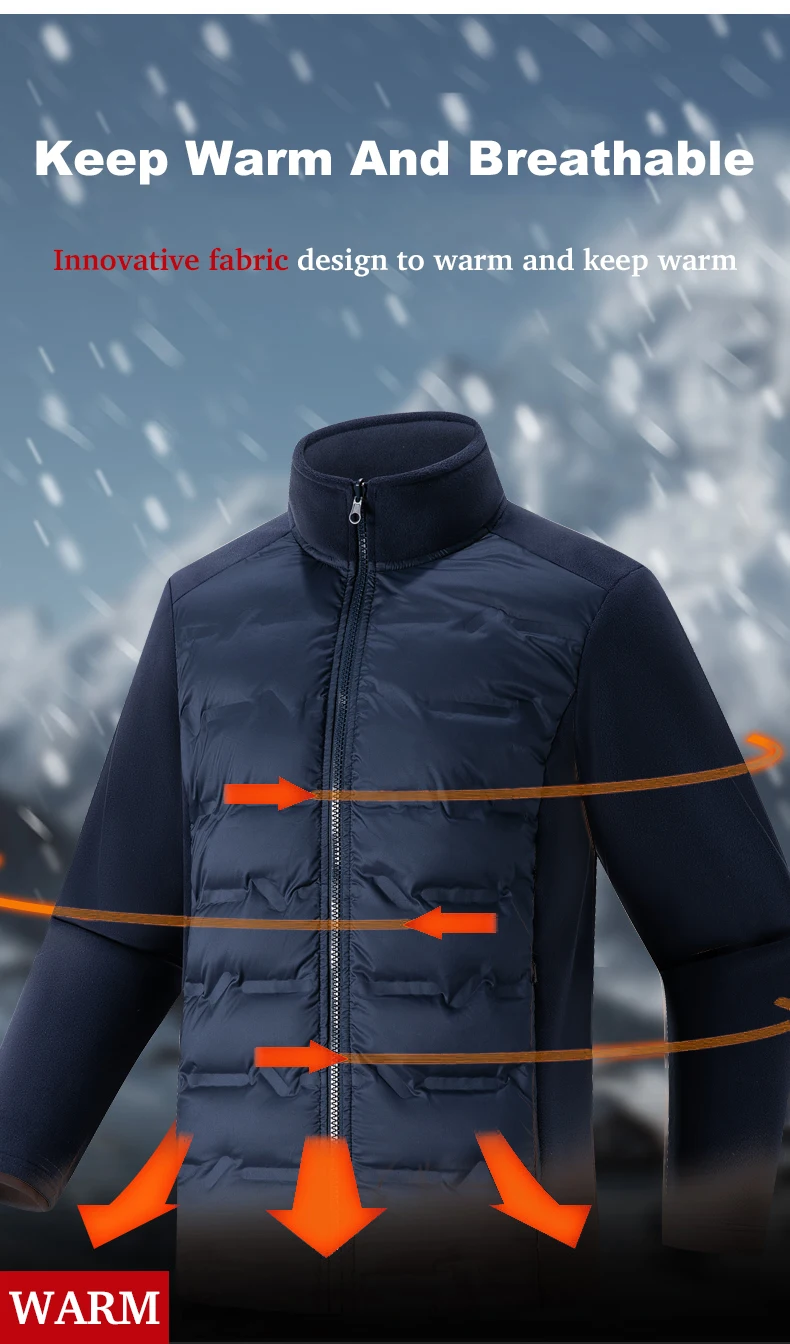 LNGXO Unisex Warm Fleece Windbreaker Men Women Winter Duck Down Jacket Outdoor Hiking Camping Mountaineering Windproof Coat
