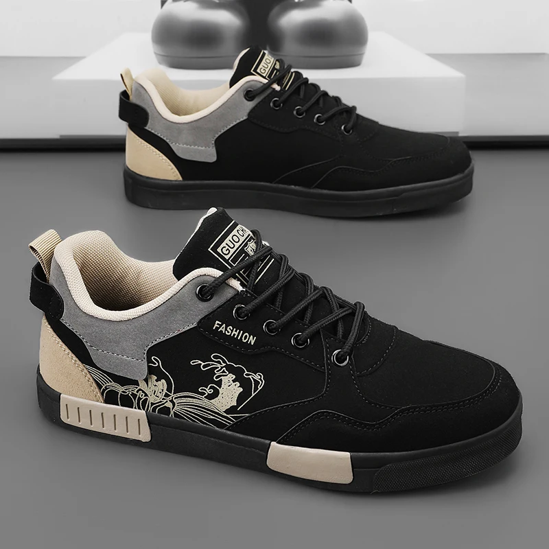 Men’s easy to wipe clean casual shoes, good grip, low top lace-up sneakers, men’s shoes