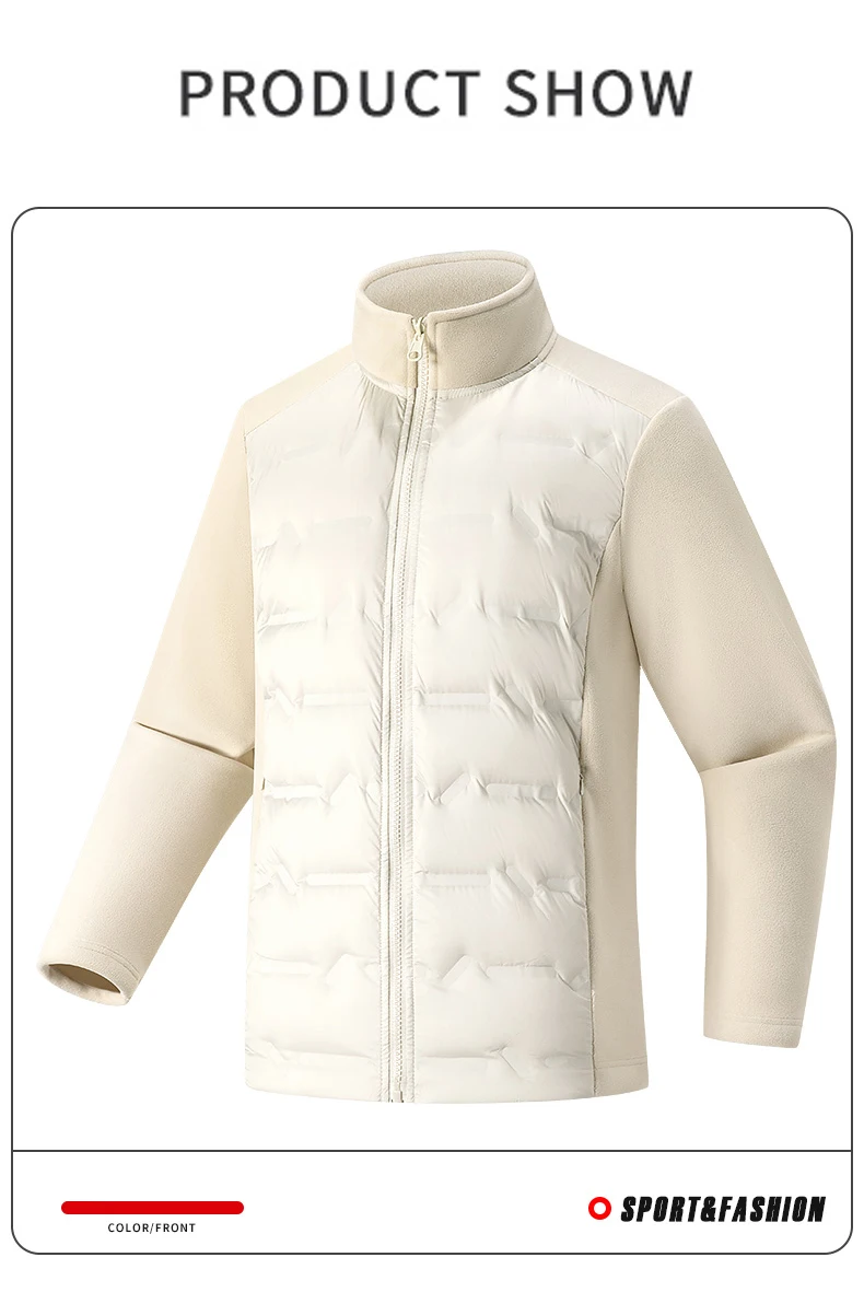 LNGXO Unisex Warm Fleece Windbreaker Men Women Winter Duck Down Jacket Outdoor Hiking Camping Mountaineering Windproof Coat