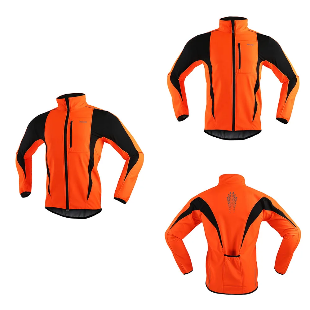 ARSUXEO Men’s Winter Cycling Jacket Thermal Fleece Softshell Windbreaker Waterproof Breathable Reflective Bicycle Clothing